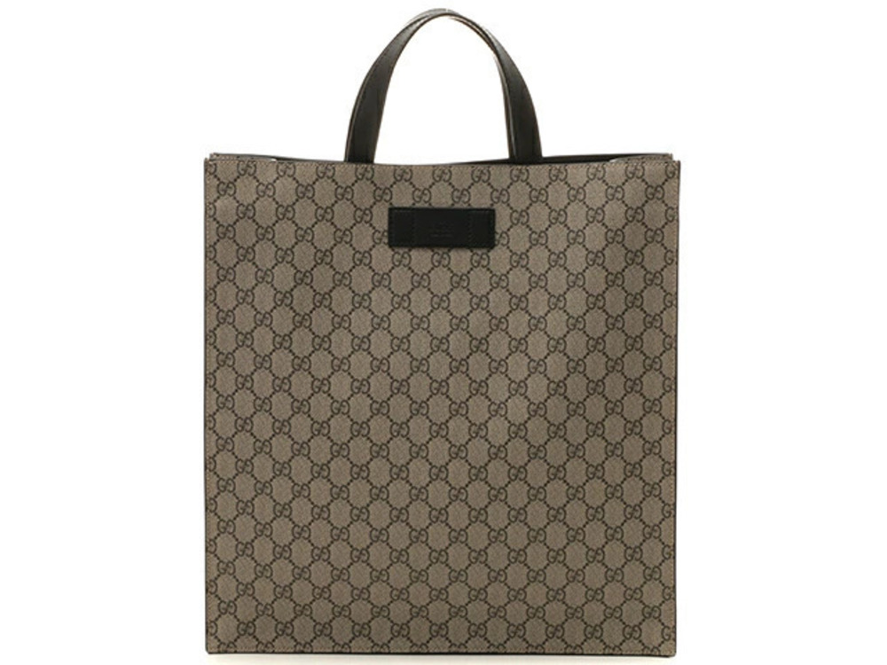 Gucci GG Supreme Tote Bag Beige Cream Black